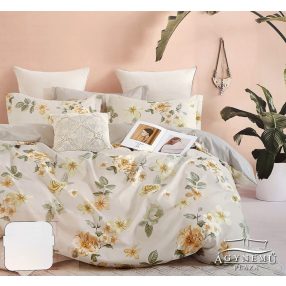   Ágyneműhuzat garnitúra, 7 részes ágynemű garnitúra szett, Krém virágos ágynemű