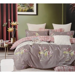   Ágyneműhuzat garnitúra, 7 részes ágynemű garnitúra szett, Barna virágos ágynemű