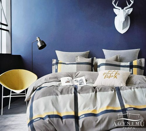 Ágyneműhuzat garnitúra, 7 részes ágynemű garnitúra szett, Szürke kockás ágynemű