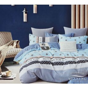   Ágyneműhuzat garnitúra, 7 részes ágynemű garnitúra szett, Kék csíkos ágynemű