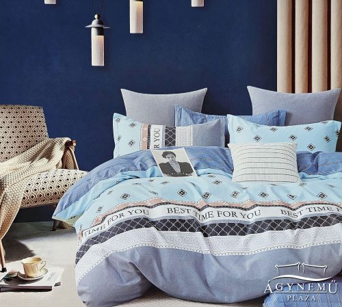 Ágyneműhuzat garnitúra, 7 részes ágynemű garnitúra szett, Kék csíkos ágynemű