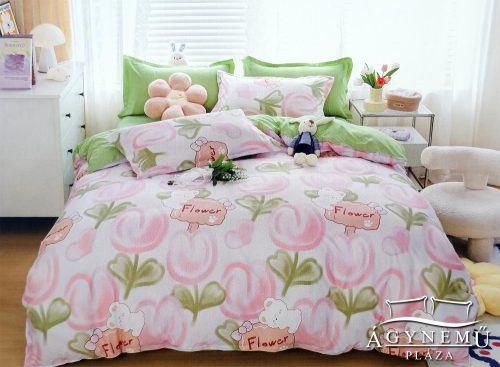 Gyerek ágynemű, ovis ágynemű garnitúra, 100x140 cm ovis ágyneműhuzat, rózsaszín Virágos