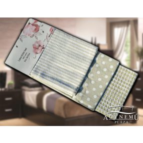   3 részes, mintás Vastag konyharuha szett, 45x70 cm, Mogyoró pöttyös konyhakendő