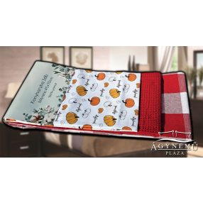   3 részes, mintás Vastag konyharuha szett, 45x70 cm, Őszi tökös konyhakendő