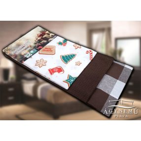   3 részes, mintás Vastag konyharuha szett, 45x70 cm, barna Karácsonyi motívumos konyhakendő