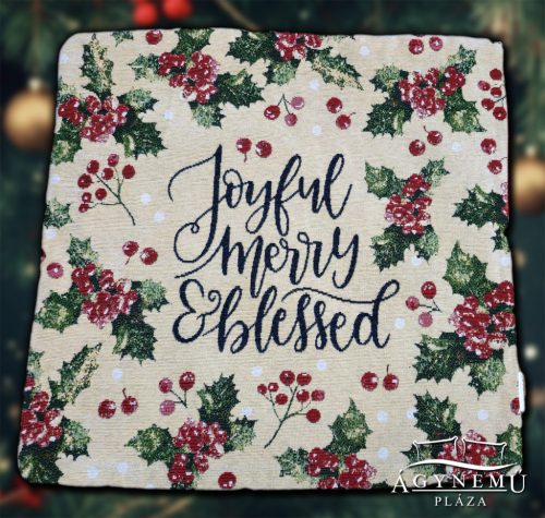 Karácsonyi Fagyöngy díszpárnahuzat, 45x45 cm