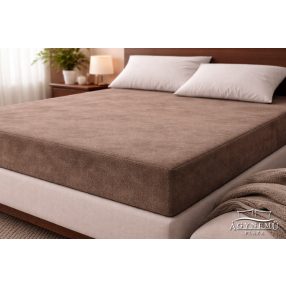 Plüss gumis lepedő 160x200 cm, Barna gumis lepedő