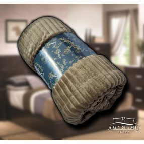   Ágytakaró pléd, nyomott mintás polár pléd, mikroszálas plüss pléd, 230x200 cm Barna csíkos