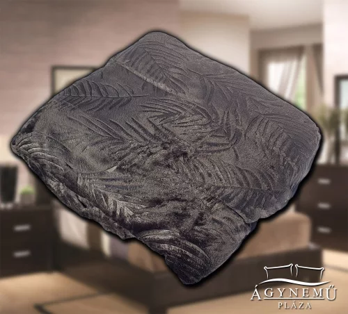 Ágytakaró pléd, nyomott mintás polár pléd, mikroszálas plüss pléd, 230x200 cm Sötétszürke virág