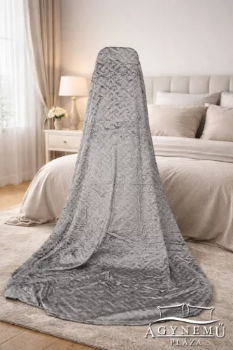 Ágytakaró pléd, nyomott mintás polár pléd, mikroszálas plüss pléd, 230x200 cm Sötétszürke csíkos
