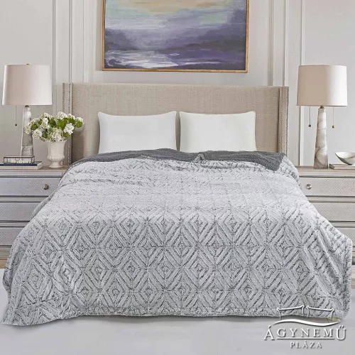 Mintás Sherpa ágytakaró pléd, 230x200 cm, színes sherpa ágytakaró, világos Szürke