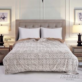   Mintás Sherpa ágytakaró pléd, 230x200 cm, színes sherpa ágytakaró, világos Barna