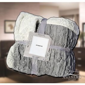   150x200 cm Nyomott mintás ágytakaró, vastag polár pléd, fehér sherpa ágytakaró, fonott sötét Szürke polár