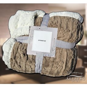   150x200 cm Nyomott mintás ágytakaró, vastag polár pléd, fehér sherpa ágytakaró, fonott Barna polár