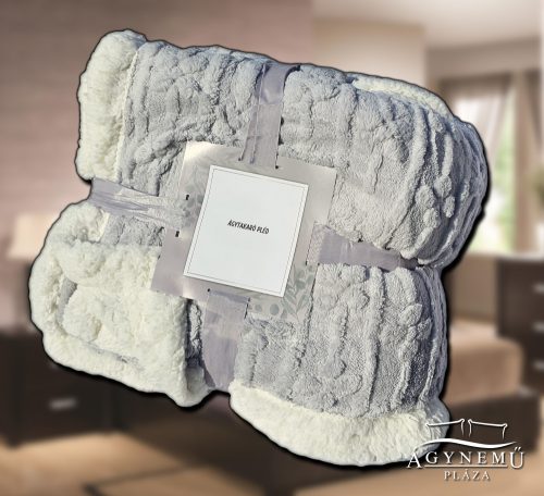 150x200 cm Nyomott mintás ágytakaró, vastag polár pléd, fehér sherpa ágytakaró, fonott világos Szürke polár