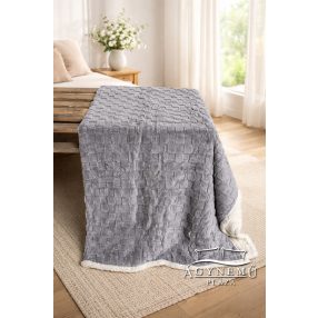   Nyomott mintás ágytakaró, vastag polár pléd, fehér sherpa ágytakaró, kockás Sötét szürke polár