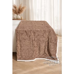   Nyomott mintás ágytakaró, vastag polár pléd, fehér sherpa ágytakaró, kockás Barna polár