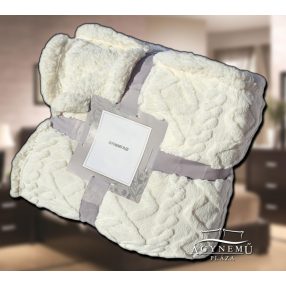   150x200 cm Nyomott mintás ágytakaró, vastag polár pléd, fehér sherpa ágytakaró, fonott bézs Krém polár