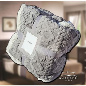   150x200 cm Nyomott mintás ágytakaró, vastag polár pléd, fehér sherpa ágytakaró, fonott világos Szürke polár