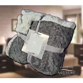   150x200 cm Nyomott mintás ágytakaró, vastag polár pléd, fehér sherpa ágytakaró, fonott sötét Szürke polár