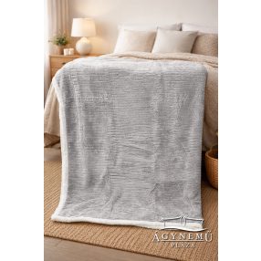   Nyomott mintás ágytakaró, vastag polár pléd, fehér sherpa ágytakaró, csíkos világos Szürke polár