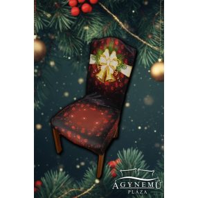   Karácsonyi mintás rugalmas székhuzat, mosható piros Masnis székhuzat