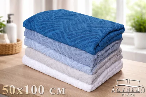 5 részes Frottír törölköző, 50x100 cm törölköző, nyomott mintás törölköző