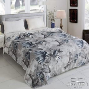   Ágytakaró pléd, nyomott mintás polár pléd, mikroszálas plüss pléd, 230x200 cm Szürke virágos