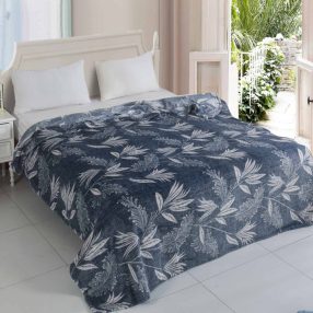   Ágytakaró pléd, nyomott mintás polár pléd, mikroszálas plüss pléd, 230x200 cm Szürke virágos