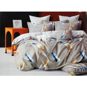   3 részes ágyneműhuzat, ágynemű garnitúra, pamut ágynemű szett, mogyoróbarna Tollas ágynemű