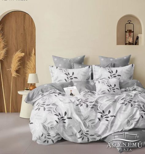 3 részes ágyneműhuzat, ágynemű garnitúra szett, szürke Virágos