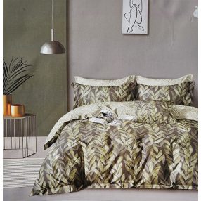   3 részes ágyneműhuzat, ágynemű garnitúra, pamut ágynemű szett, barna Faleveles ágynemű