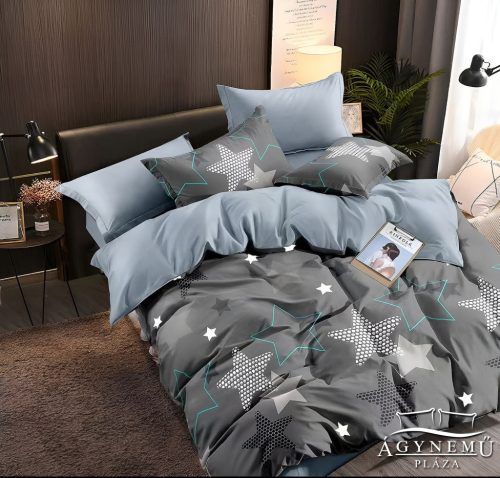 3 részes ágyneműhuzat, ágynemű garnitúra, pamut ágynemű szett, szürke nagy Csillag