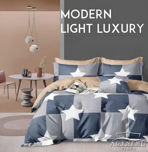 3 részes ágyneműhuzat, ágynemű garnitúra, pamut ágynemű szett, szürke nagy Csillag