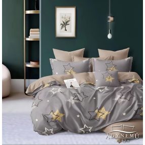   3 részes ágyneműhuzat, ágynemű garnitúra, pamut ágynemű szett, szürke nagy Csillag