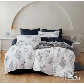   3 részes ágyneműhuzat, ágynemű garnitúra, pamut ágynemű szett, kék apró Virágos