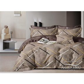   Krepp ágynemű garnitúra, 3 részes krepp ágyneműhuzat szett, Barna csíkos absztrakt