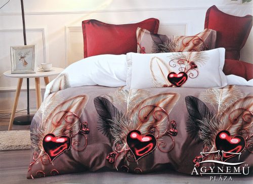 Krepp ágynemű garnitúra, 3 részes krepp ágyneműhuzat szett, Barna tollas