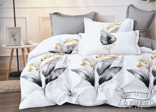 Krepp ágynemű garnitúra, 3 részes krepp ágyneműhuzat szett, Szürke virágos