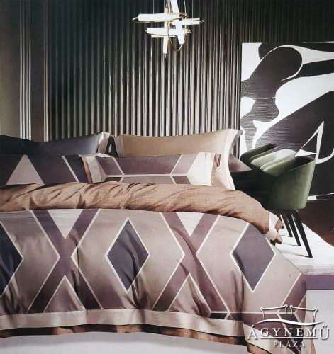 3 részes ágyneműhuzat, ágynemű garnitúra szett, barna absztrakt Csíkos