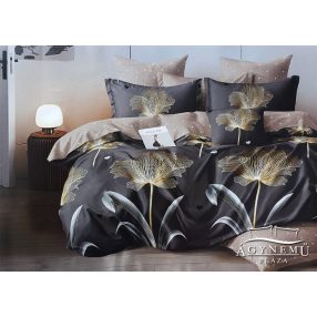   3 részes ágyneműhuzat, ágynemű garnitúra, pamut ágynemű szett, szürke Virágos