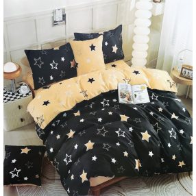   4 részes ágyneműhuzat, ágynemű garnitúra, pamut ágynemű szett, sötétszürke Csillag