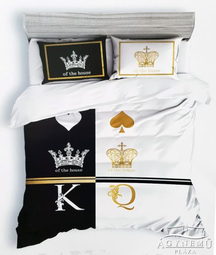 6 részes Mr. & Mrs. ágyneműhuzat garnitúra, 220x200 cm ágynemű szett garnitúra, fekete és fehér King és Queen