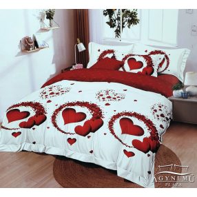   6 részes ágyneműhuzat garnitúra, 220x200 cm ágynemű szett garnitúra, Fehér szíves ágynemű