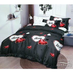   6 részes ágyneműhuzat garnitúra, 220x200 cm ágynemű szett garnitúra, Szürke szíves ágynemű