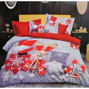   6 részes Karácsonyi ágyneműhuzat garnitúra, 220x200 cm, szürke Karácsonyi manók