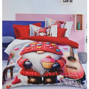   6 részes Karácsonyi ágyneműhuzat garnitúra, 220x200 cm, piros Karácsonyi manó