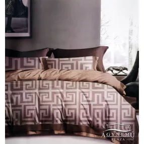   6 részes ágyneműhuzat garnitúra, 220x200 cm ágynemű szett garnitúra, barna Absztrakt