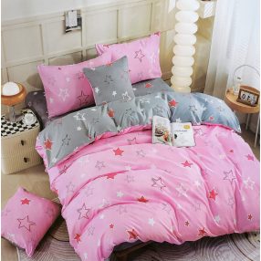   Ágyneműhuzat szett, 7 részes pamut ágynemű garnitúra, rózsaszín Csillag