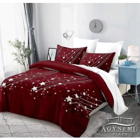   Ágyneműhuzat szett, 7 részes pamut ágynemű garnitúra, piros Csillagos